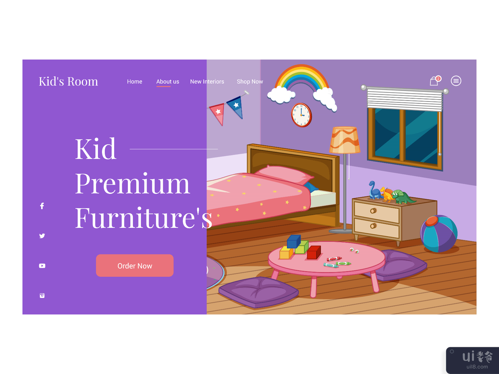 Kid Premium Furniture 的登陆页面 - 家具的网页模板(Kid Premium Furniture's Landing Page - Furniture's Web Template)插图