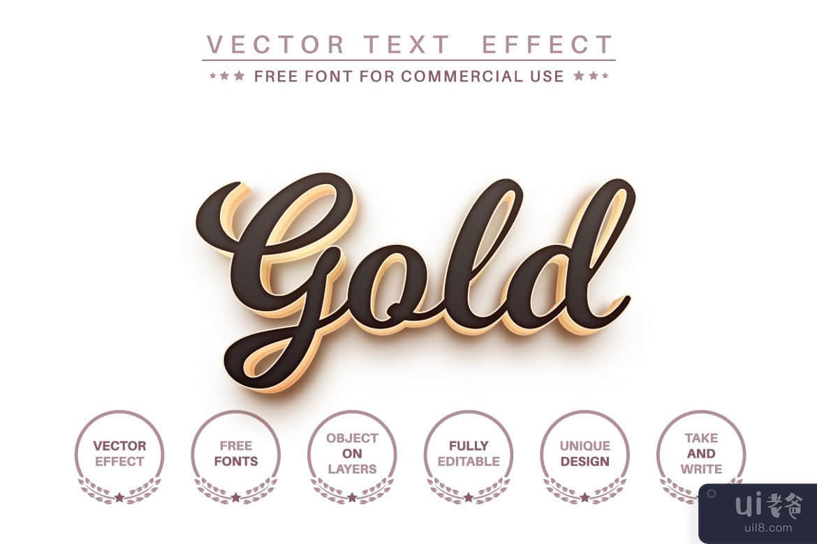 深金色 - 可编辑的文本效果、字体样式(Dark gold - editable text effect,  font style)插图3