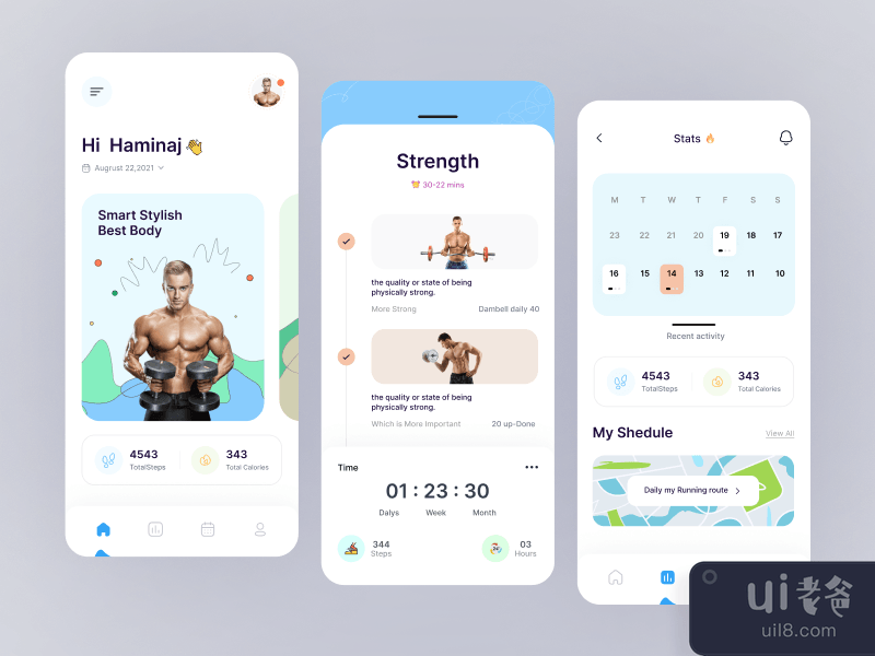 健身房移动应用程序设计(Gym Mobile App Design)插图