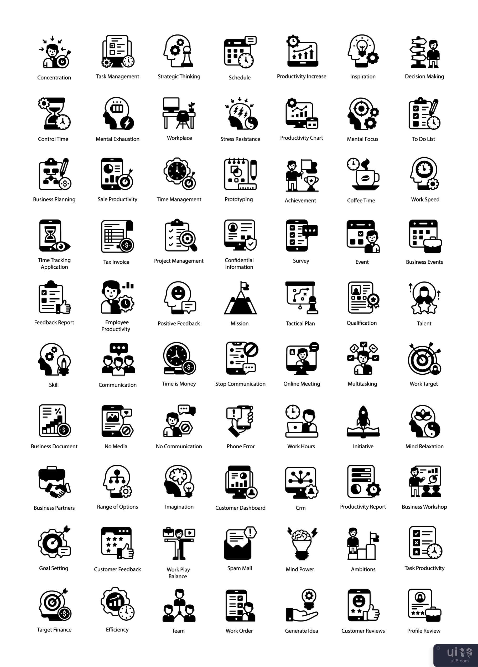 70 个生产力字形图标(70 Productivity Glyph Icons)插图