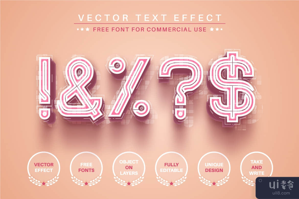 像素 - 可编辑的文本效果，字体样式(Pixel - editable text effect, font style)插图