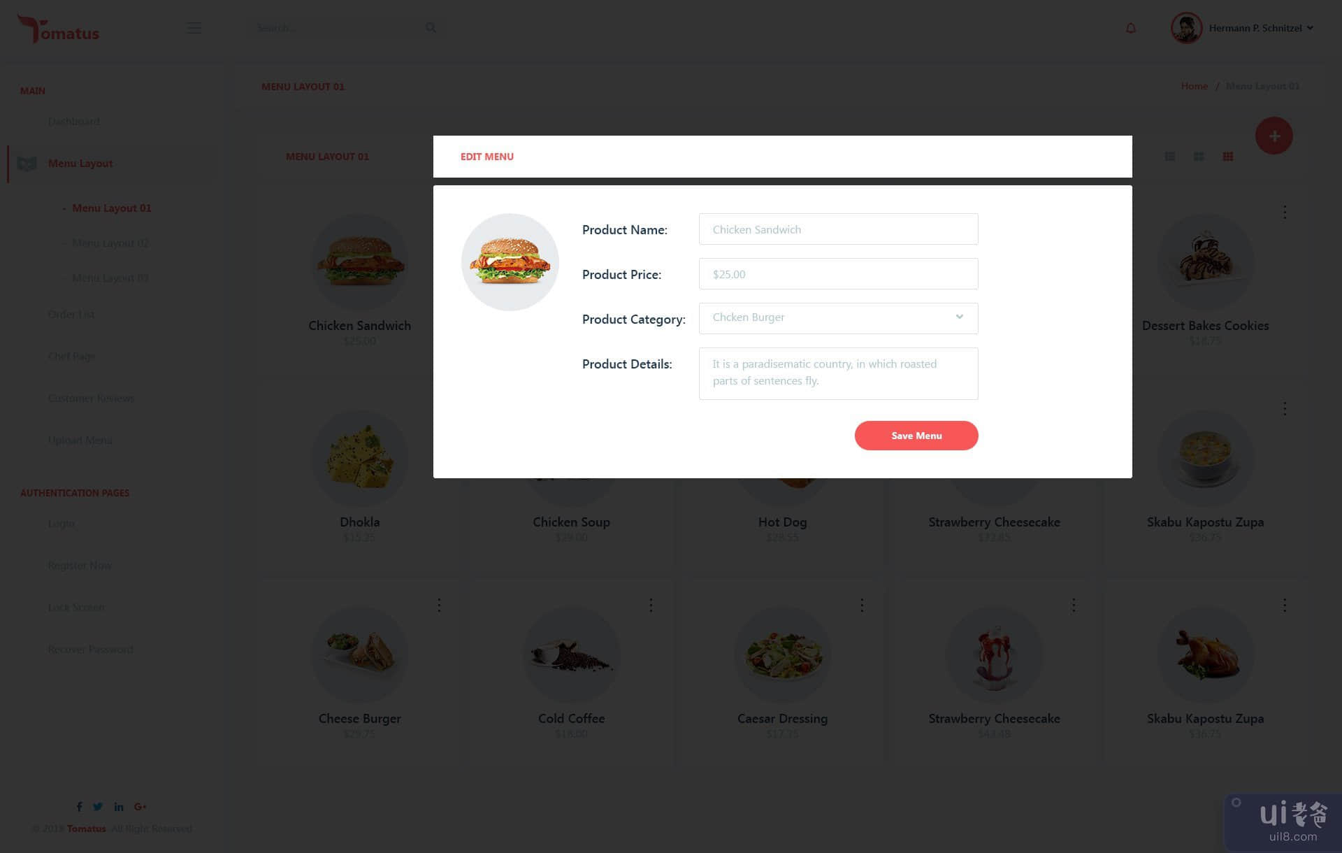 Tomatus-Restaurant 管理仪表板 UI 套件(Tomatus-Restaurant Admin Dashboard UI Kit)插图10