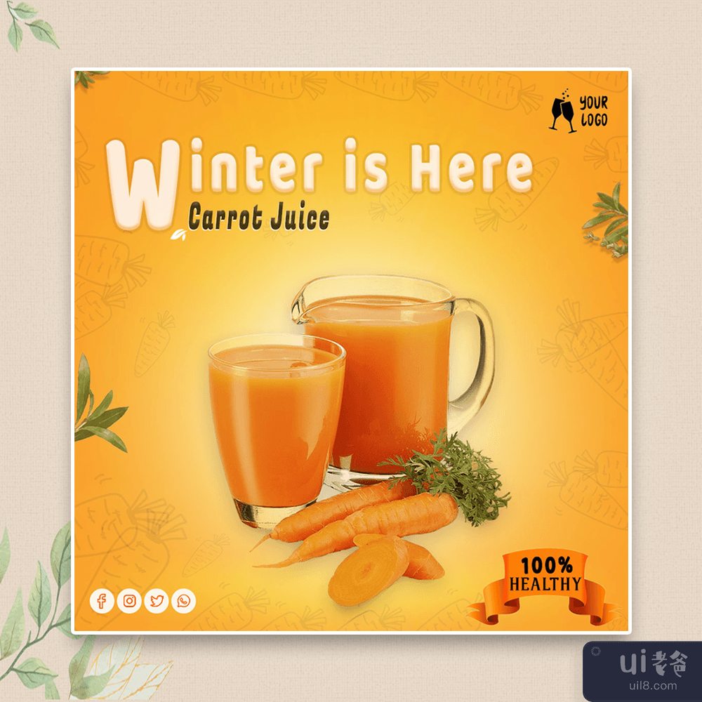 健康的冬季果汁帖子模板(Healthy Winter Juices Posts Templates)插图3