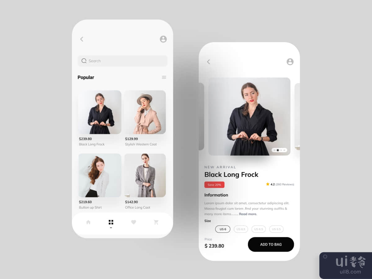 Online Shopping Store App UI Design