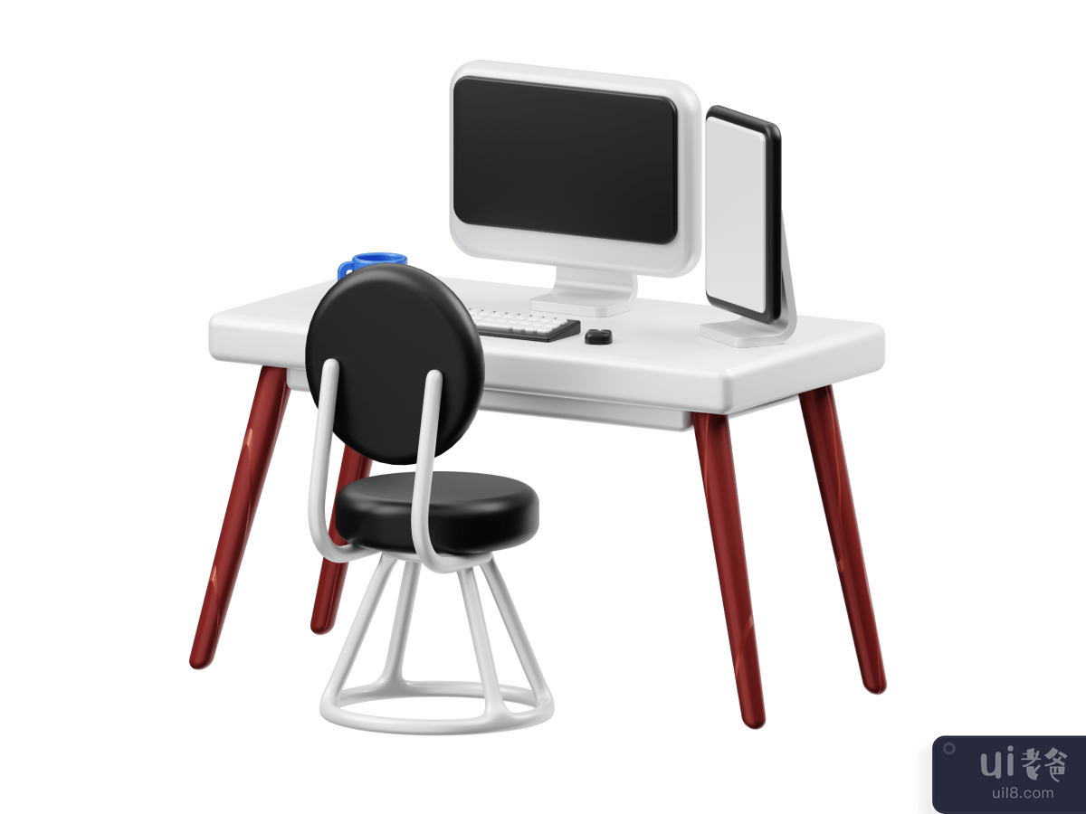 Simple Desk 3D Render Illustration