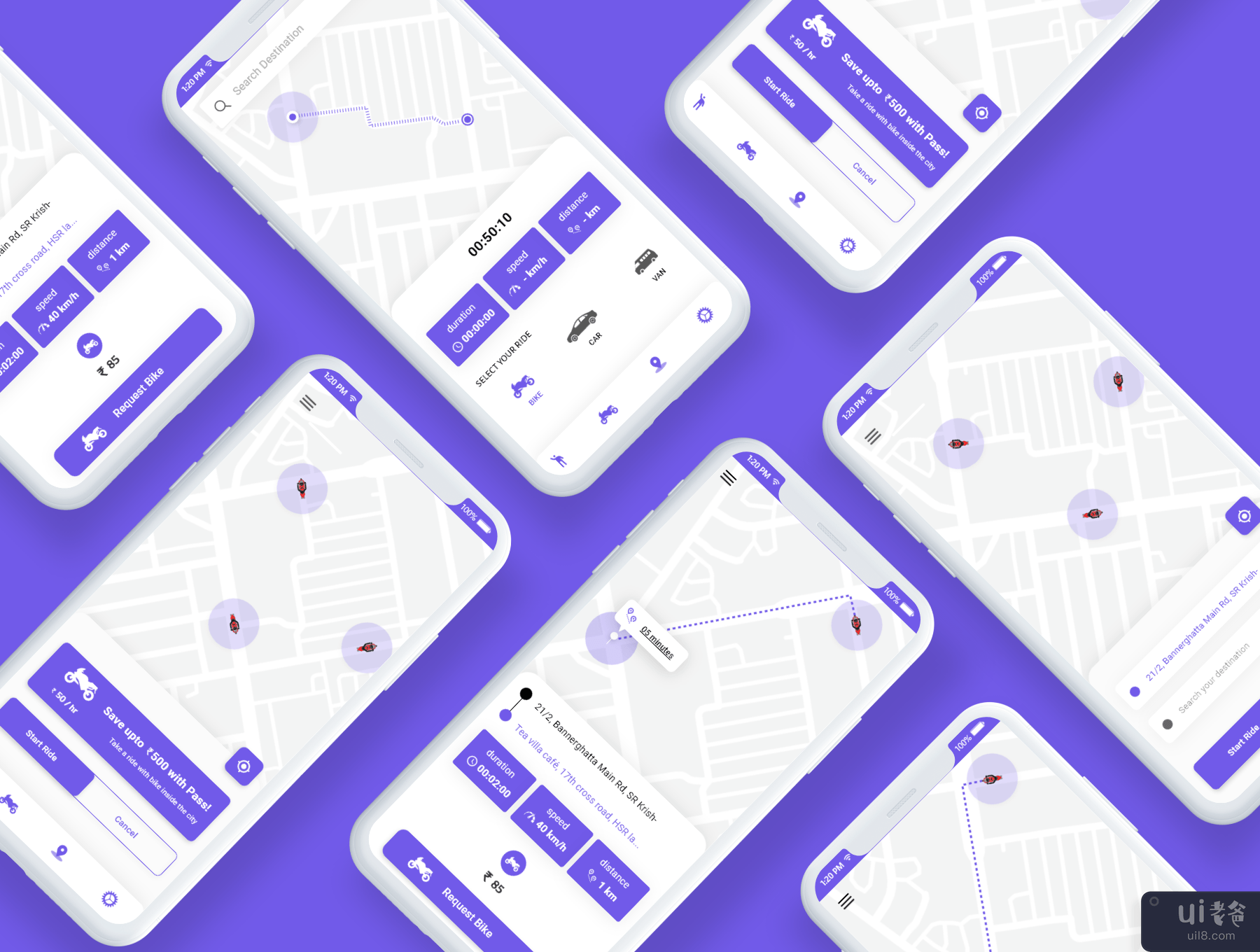 Bike Rider 应用程序和地图 UI 套件(Bike Rider App & Map UI Kit)插图3