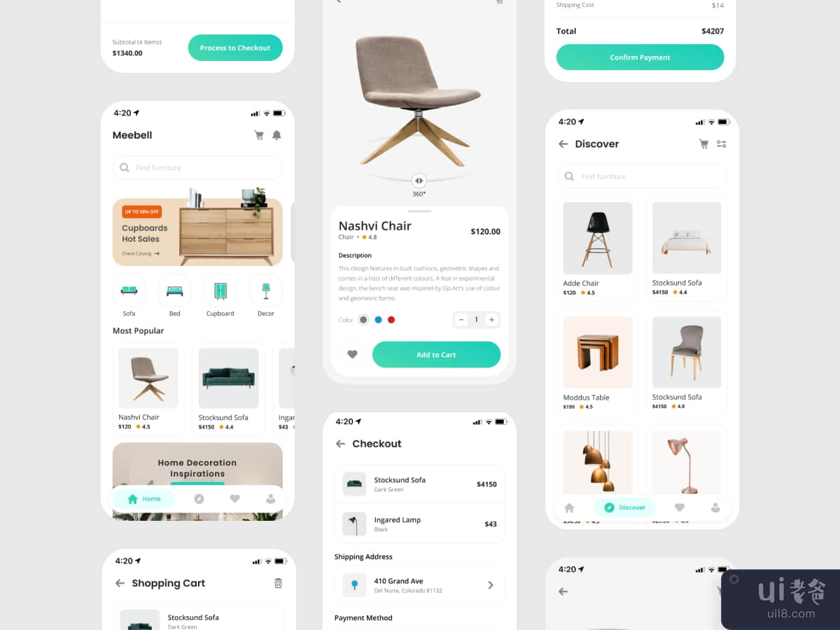 Meebell - Furniture Shop App UI Kit
