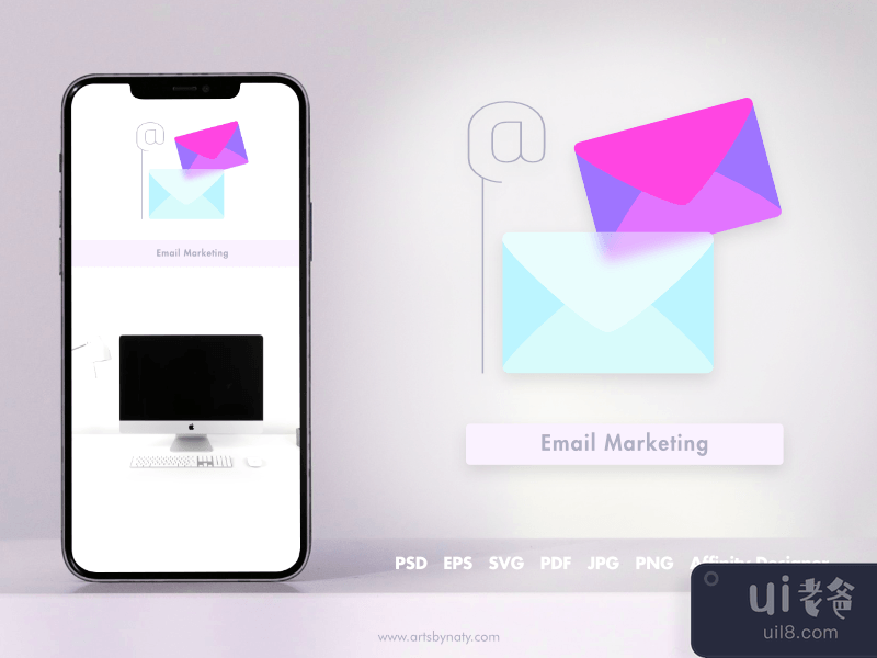 商业中的粉红色 |软 UI 图标集。(Pink In Business | Soft UI icons set.)插图