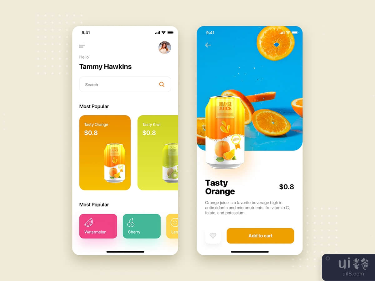 Fruit Juice Mobile App UI Kit Template
