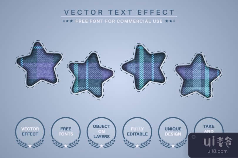 牛仔裤格子呢 - 可编辑的文字效果，字体样式(Jeans Tartan - Editable Text Effect, Font Style)插图