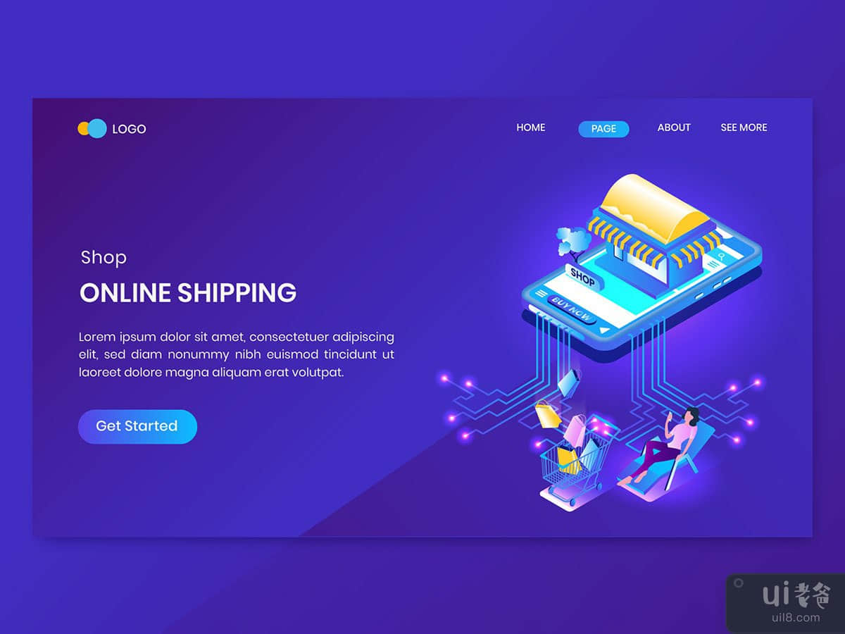 App Online Shopping Isometric Concept Landing Page
