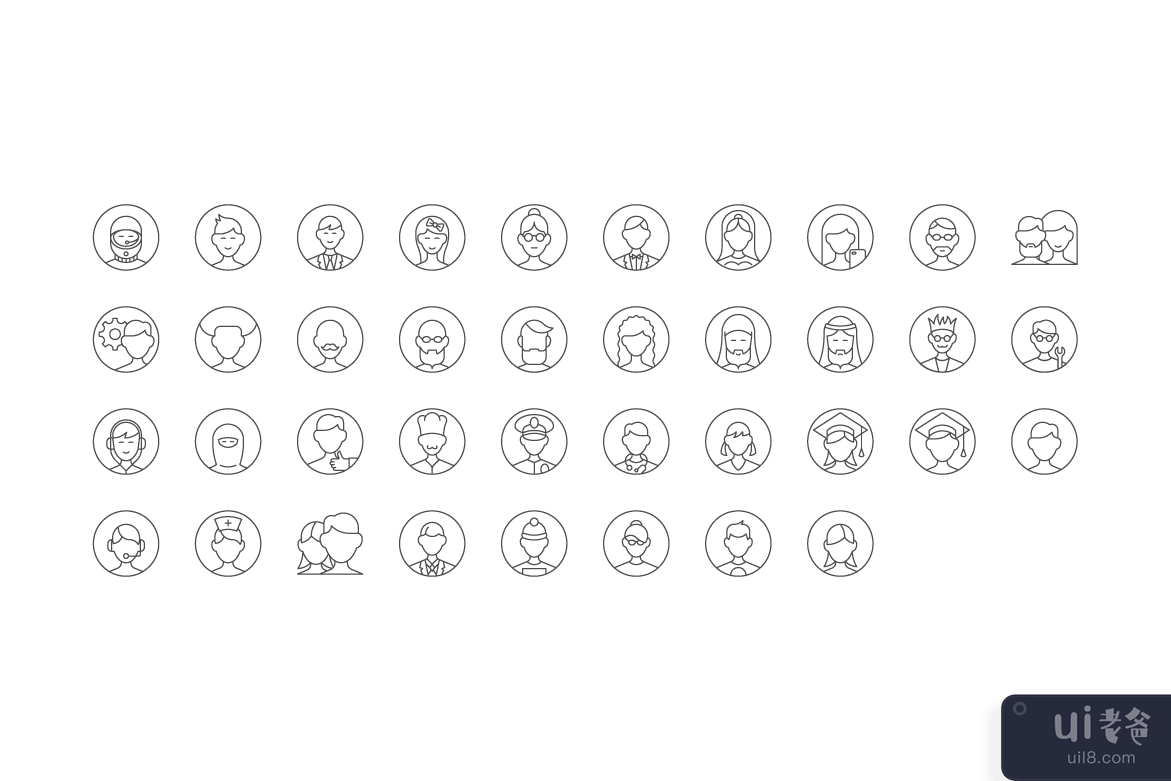 39 个用户头像图标(39 User Avatars Icons)插图