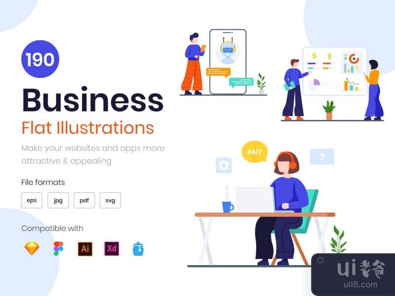 190 Flat Business Illustrations