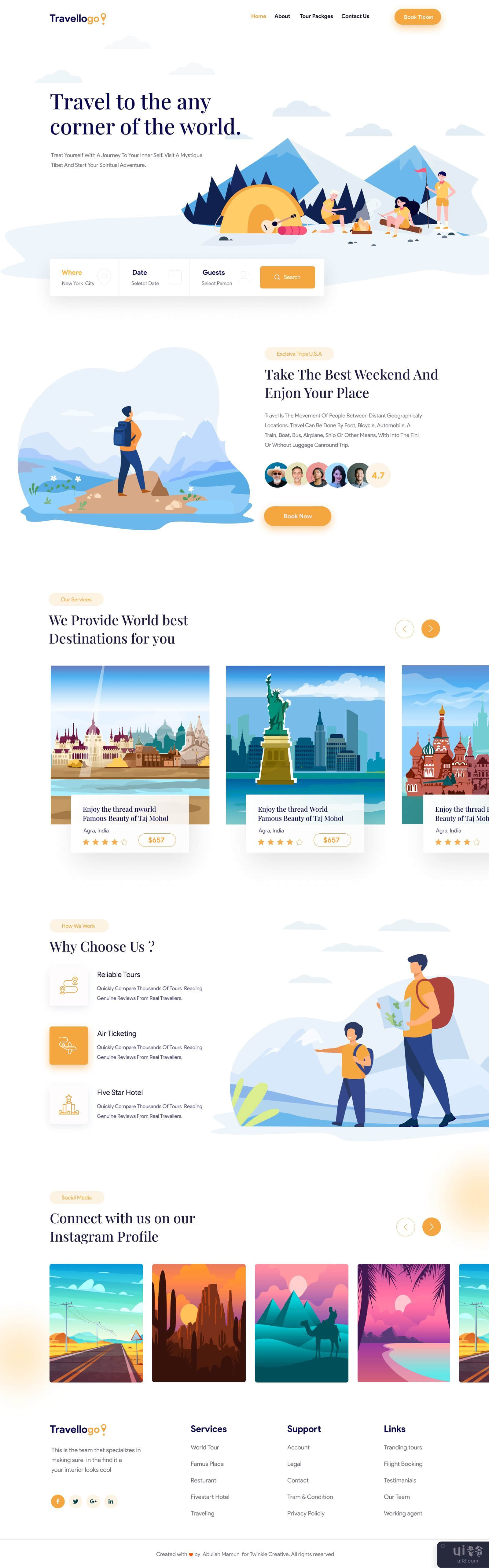 旅游登陆页面(Travel landing page)插图