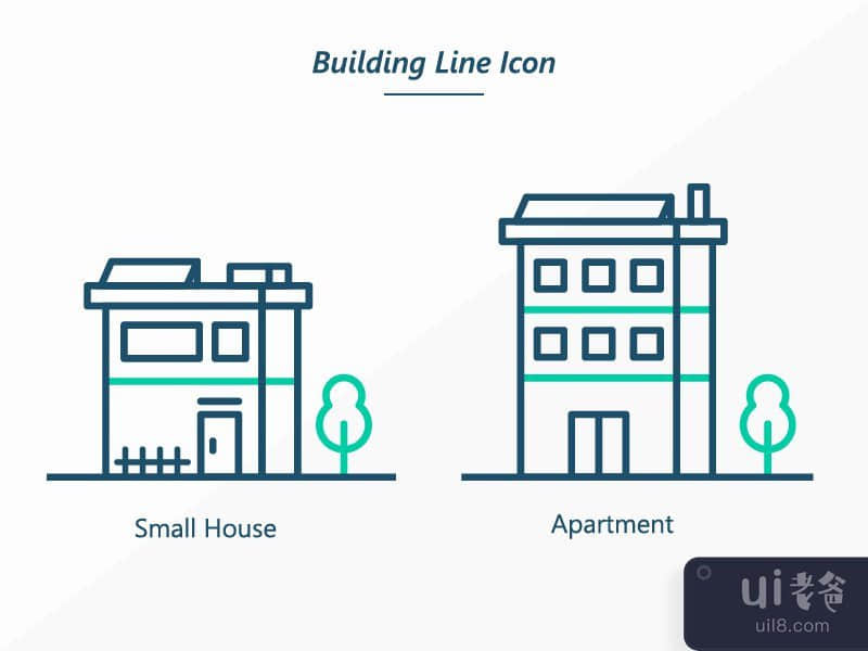 建筑线图标(Building Line Icon)插图