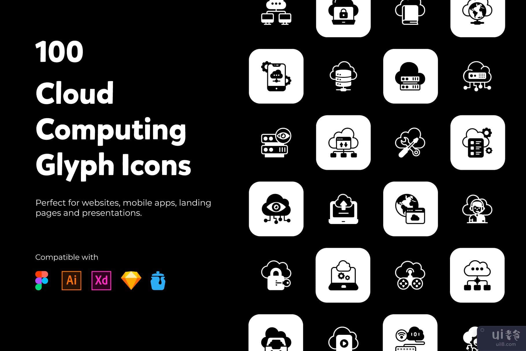 云计算实体图标集(Set of Cloud Computing Solid Icons)插图4