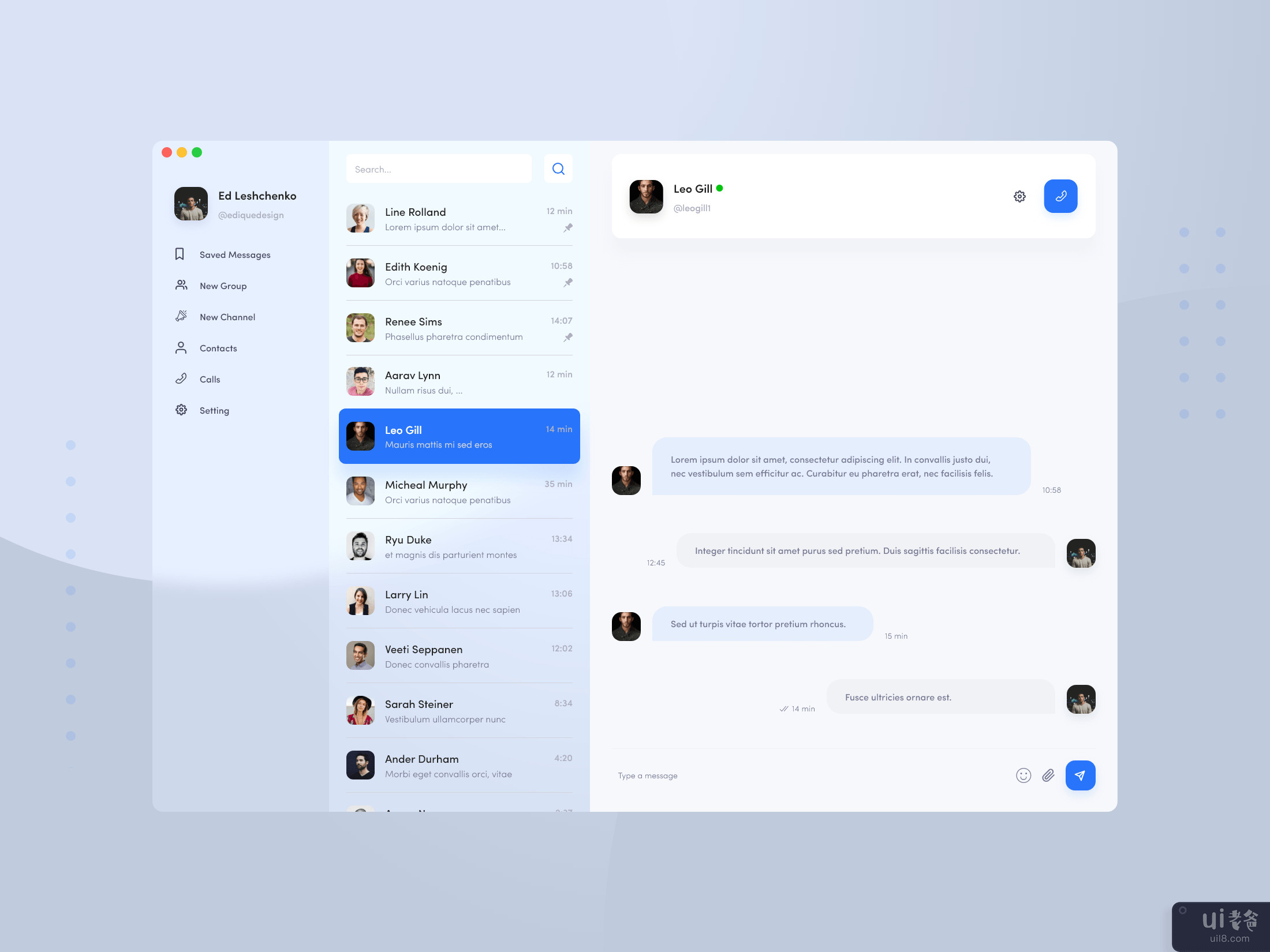 桌面信使用户界面(Desktop Messenger UI)插图