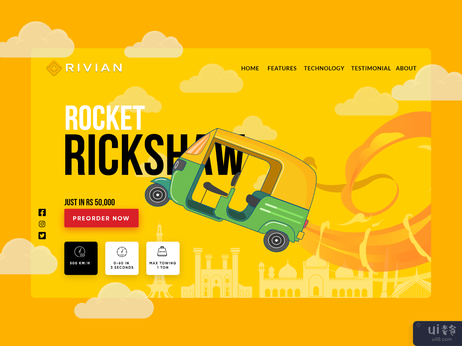火箭人力车登陆页面(Rocket Rickshaw Landing Page)插图1