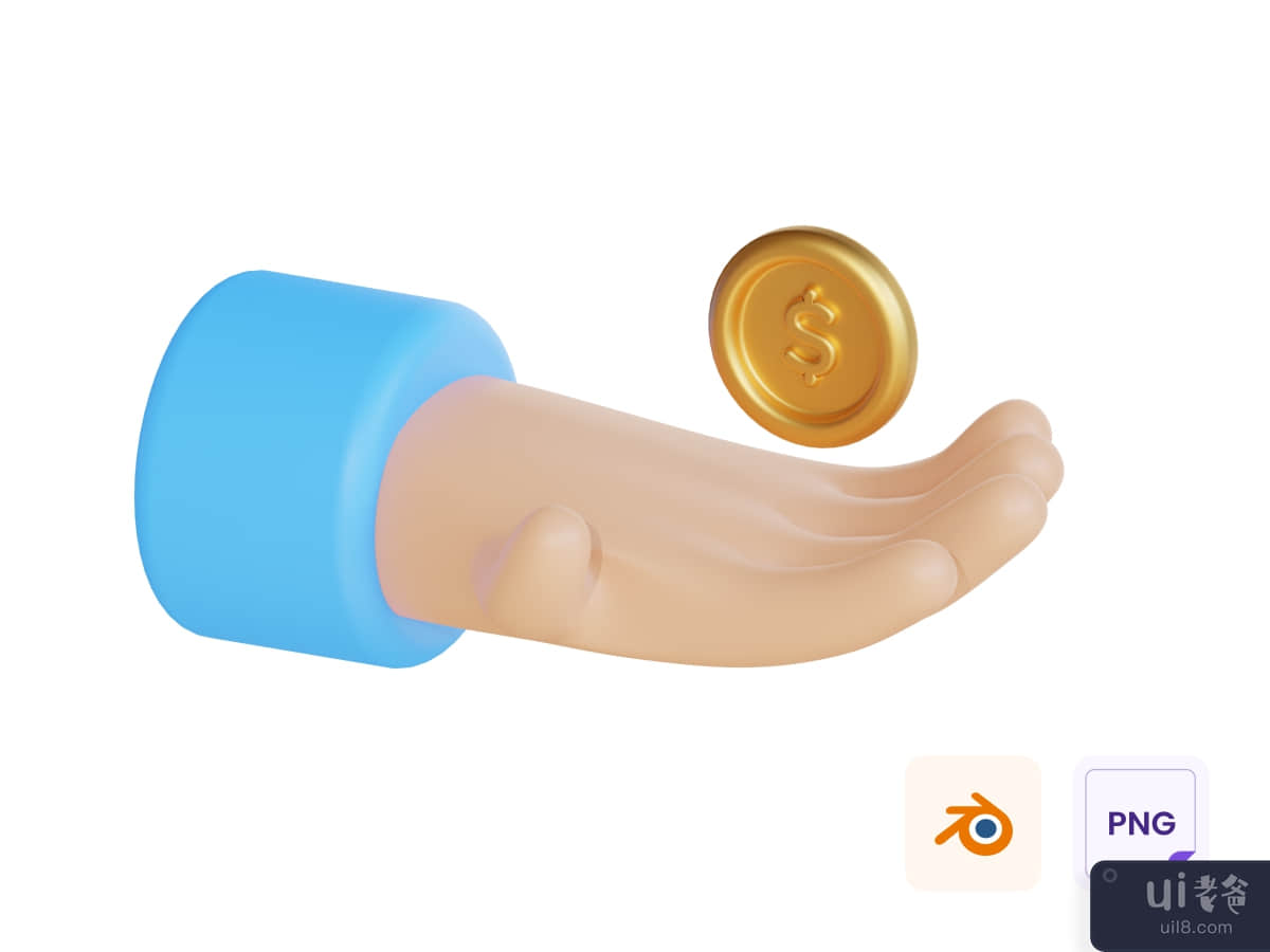 Hand And Coin 3D Icon