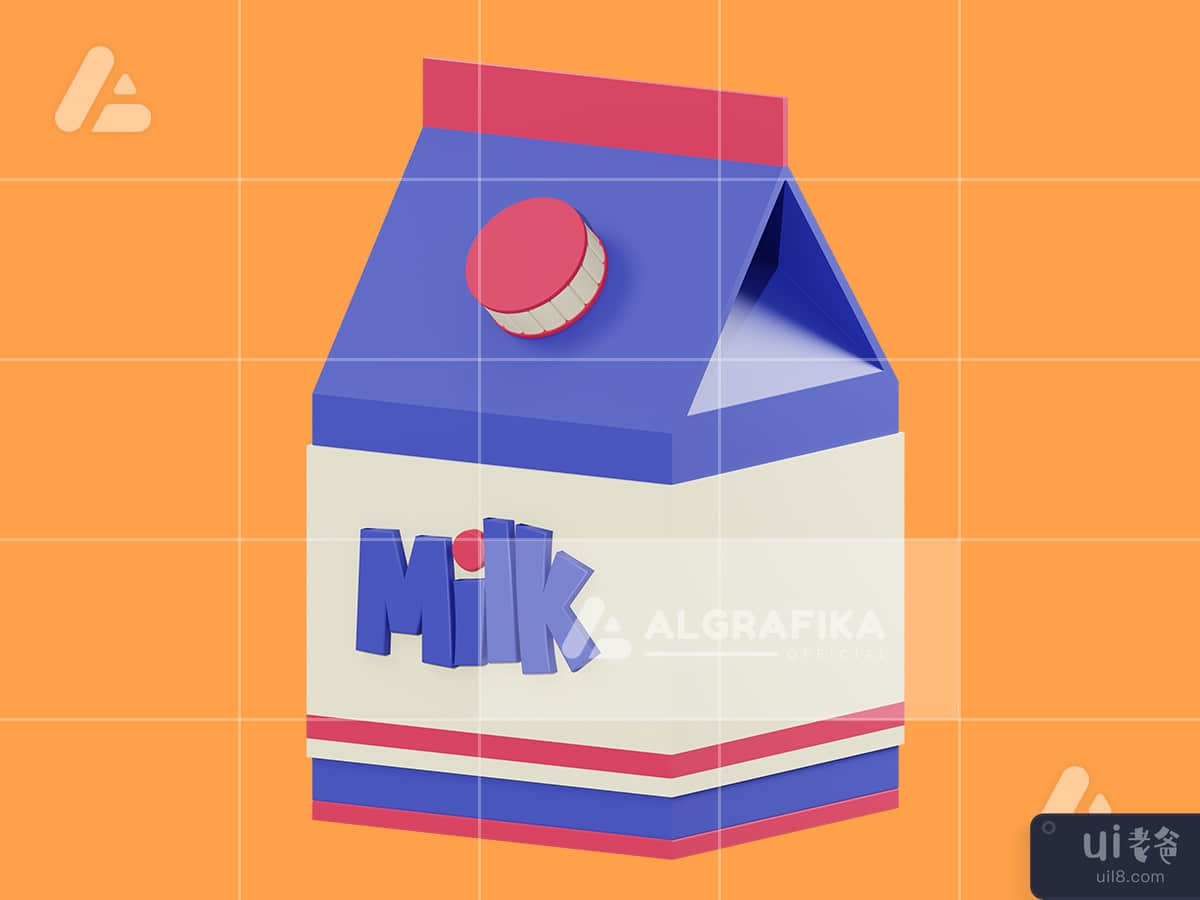 3d illustration milk box object