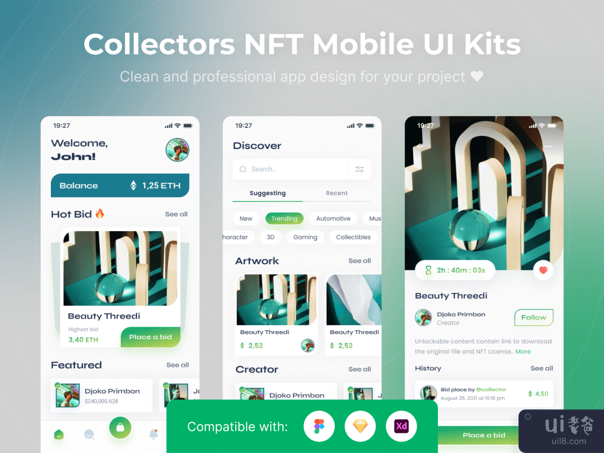 Collectors NFT Mobile App UI Kits Template