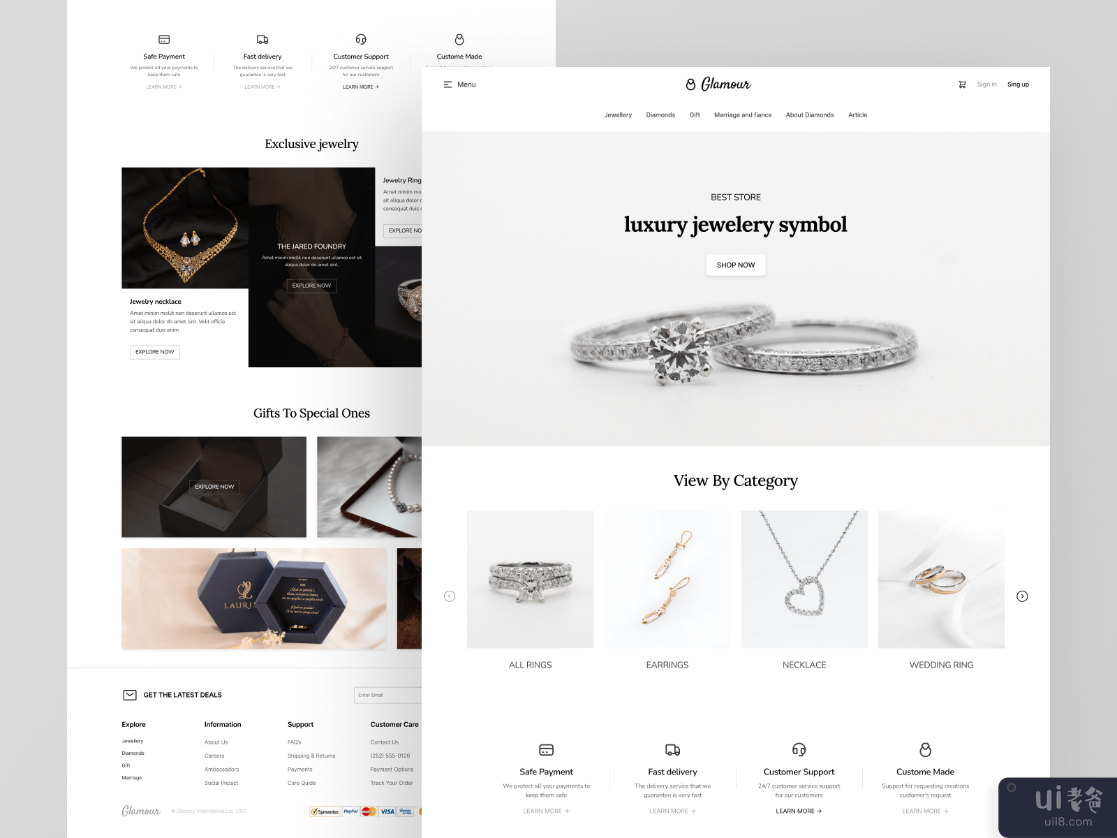 Glamour jewelry store landing page