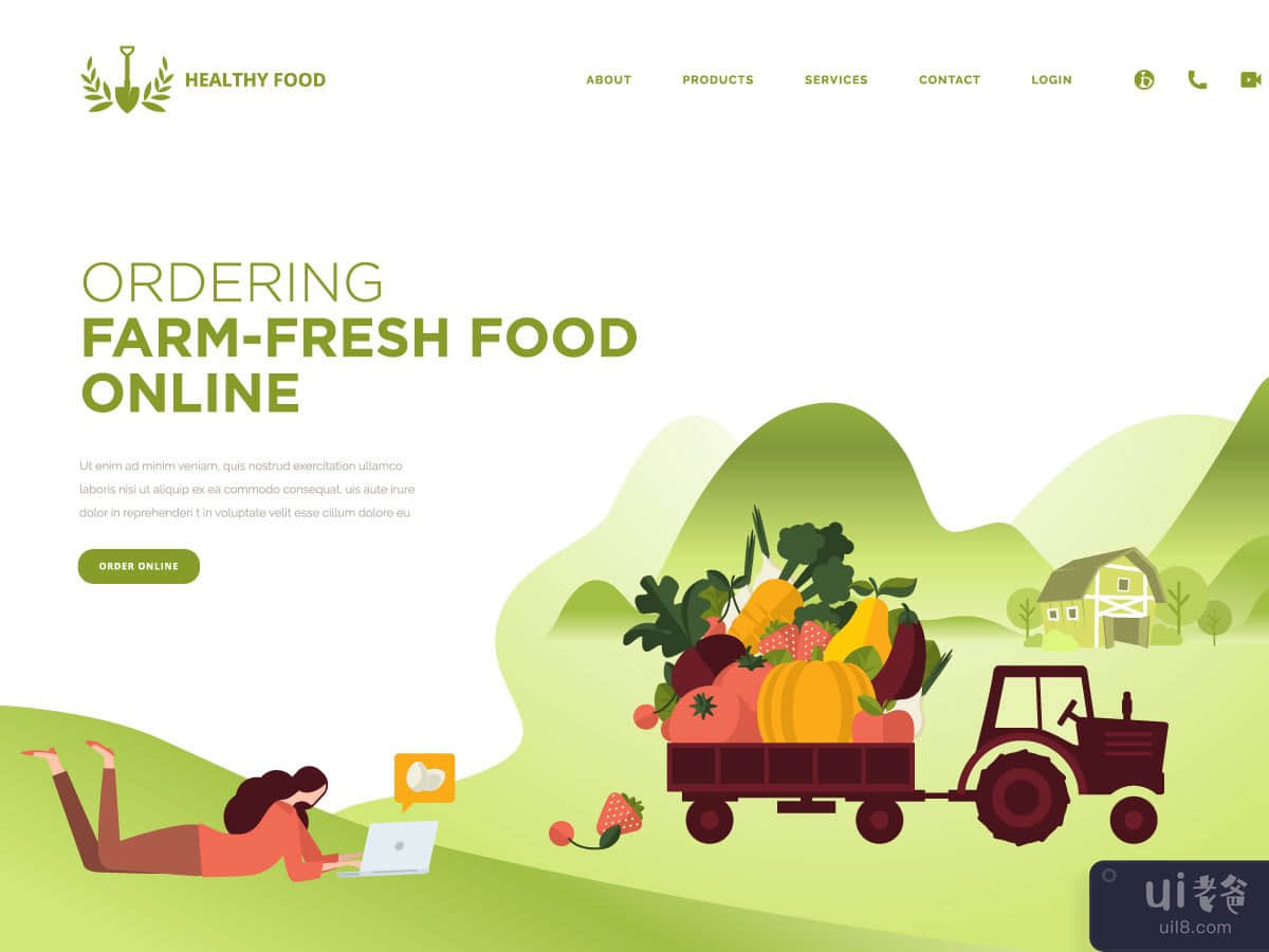 Farm-fresh food landing page