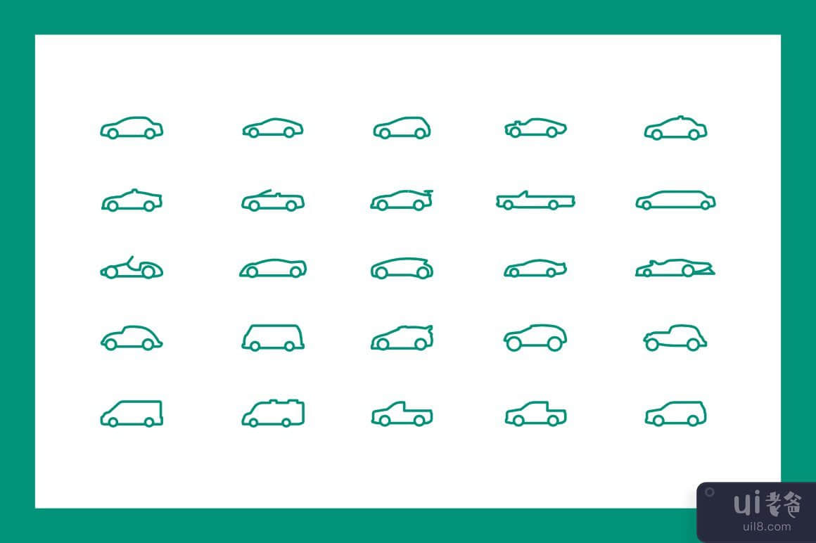 车辆类型-大纲图标集(Vehicle Types - Outline Icons Set)插图1