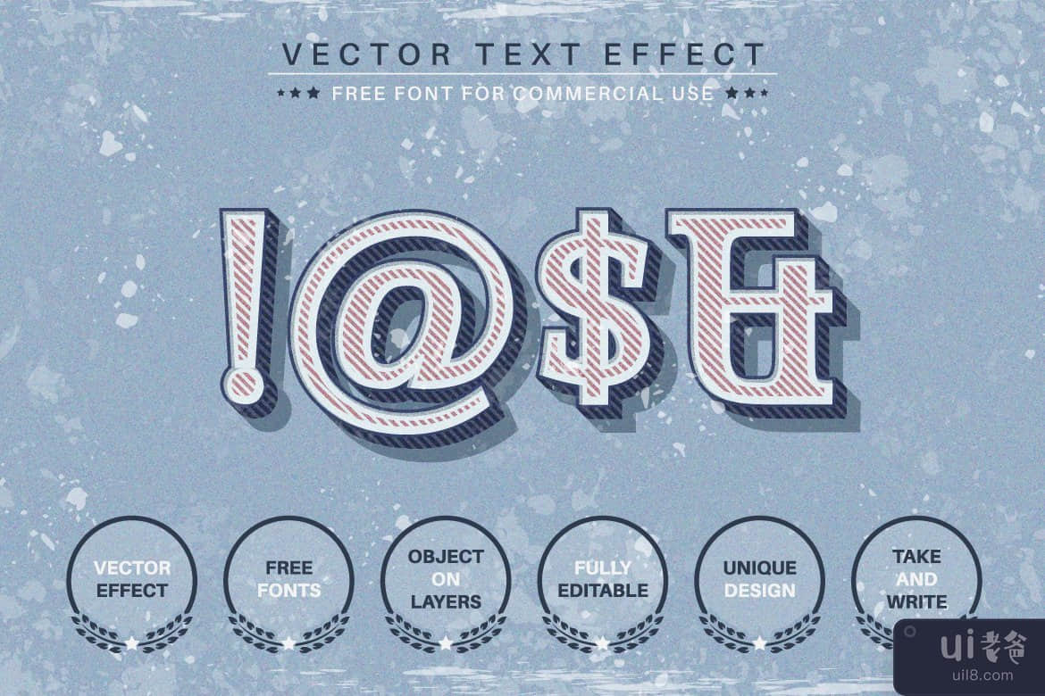 经典复古 - 可编辑的文字效果，字体样式(Classic Retro - Editable Text Effect, Font Style)插图1