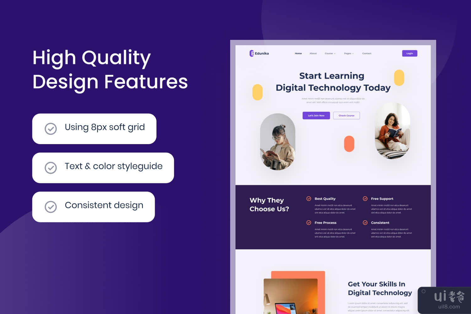 Edunika - Ecourse & Tutor 网站模板(Edunika - Ecourse & Tutor Website Template)插图2