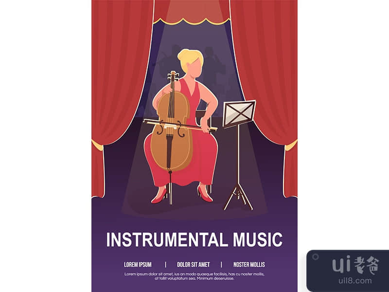 Instrumental music poster flat vector template