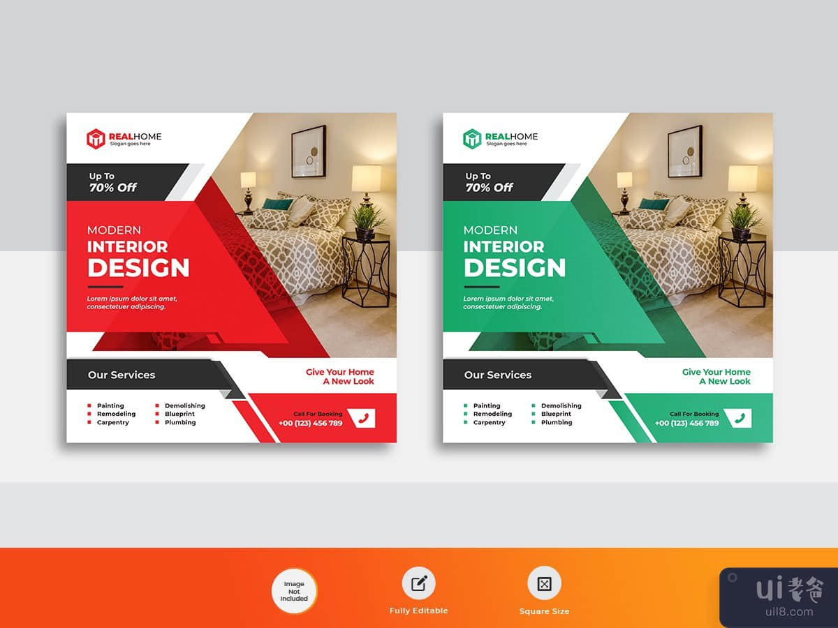 Interior Design agency web banner post template 