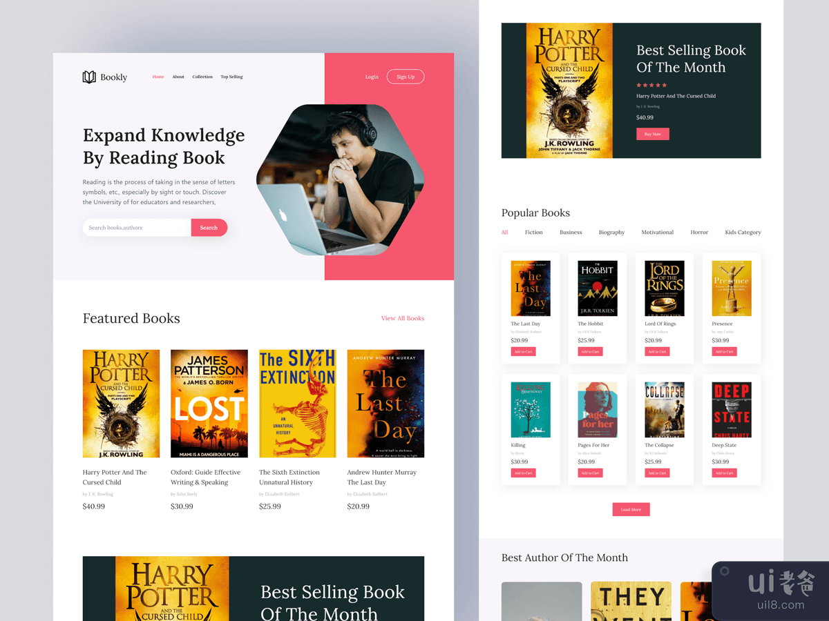 书店登陆页面设计(Book store Landing Page Design)插图3