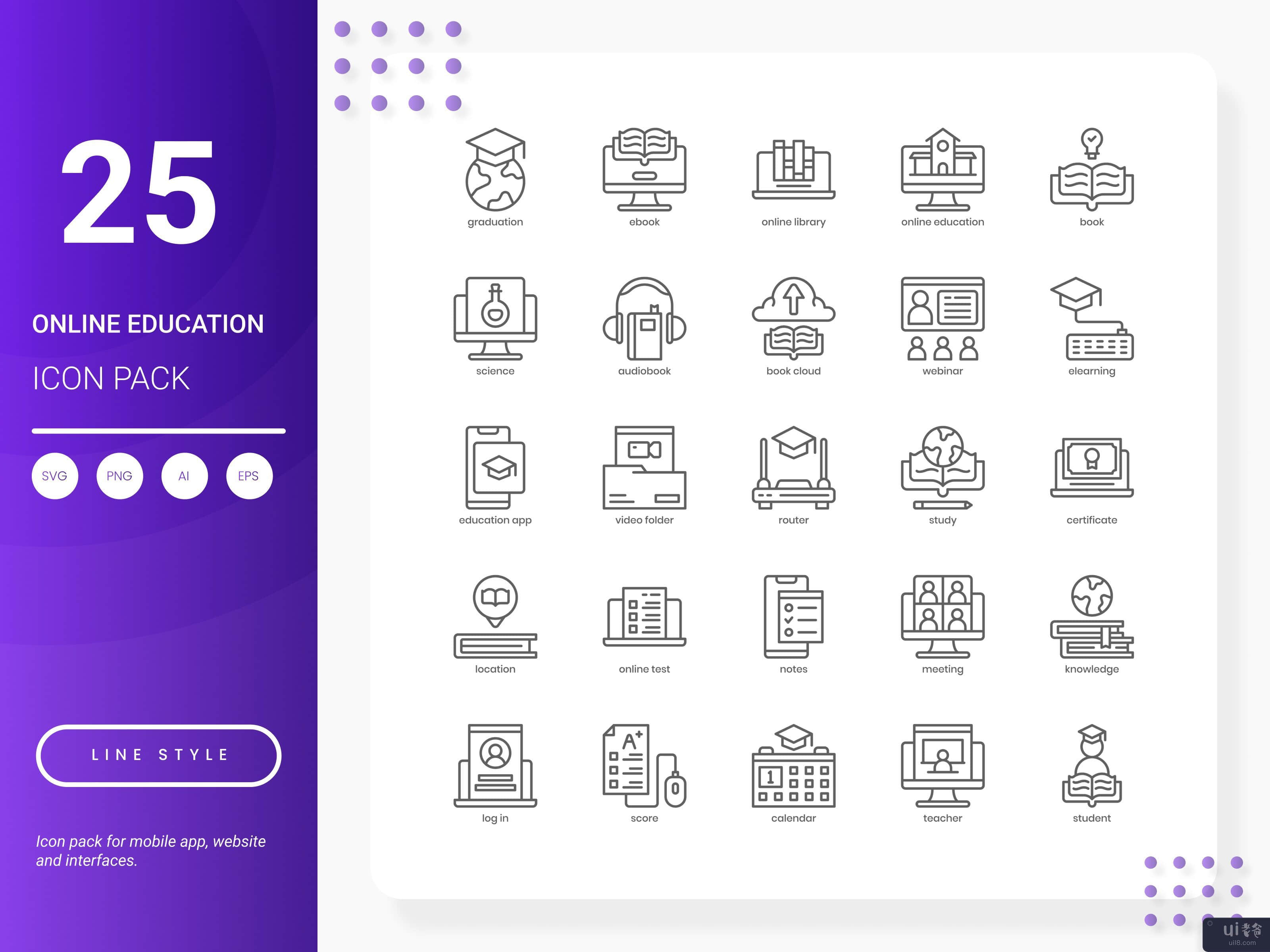 在线教育图标包(Online Education Icon Pack)插图