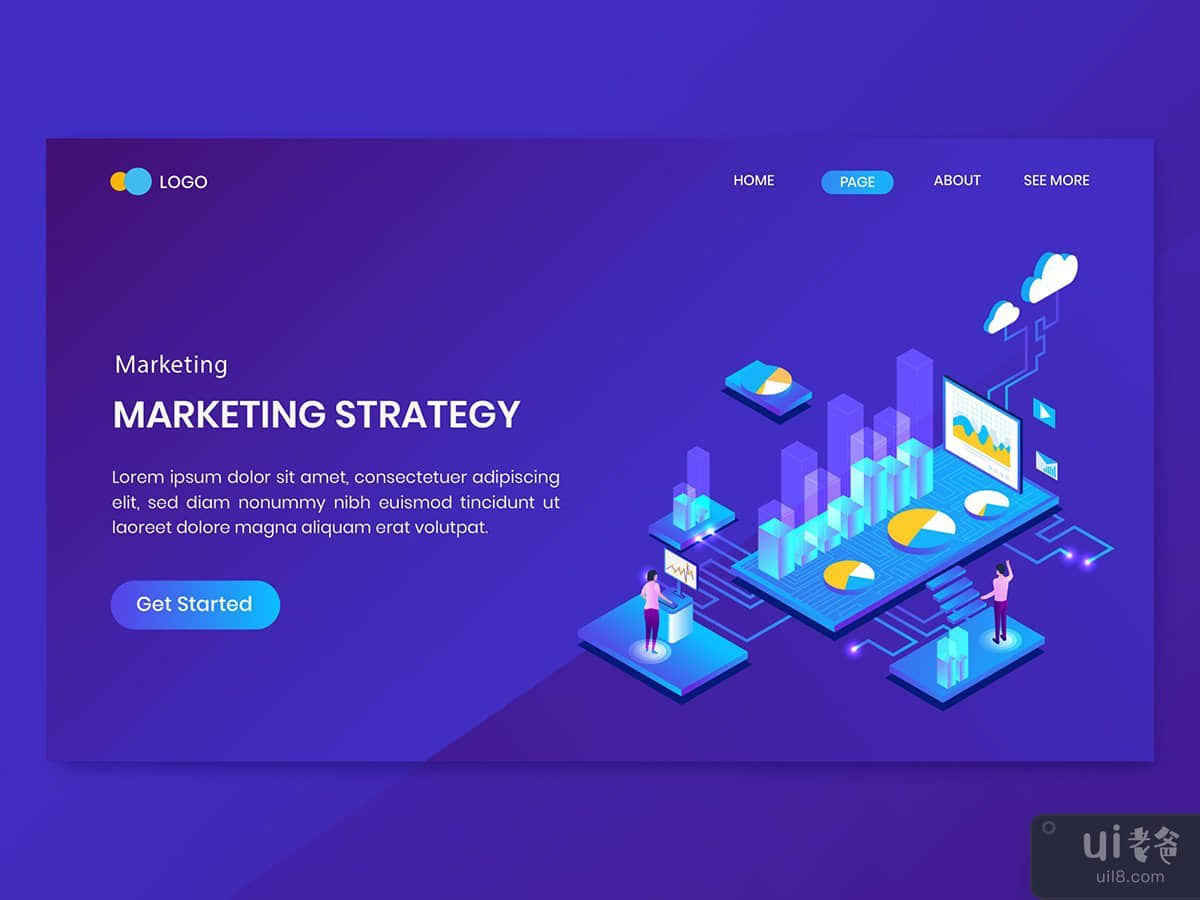 Data Analysis Isometric Concept Landing Page