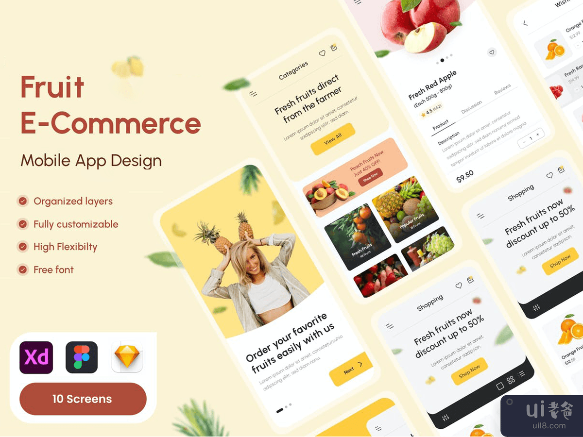 Fruit & Grocery Deliver Mobile App UI Kit