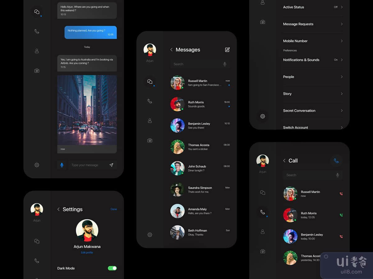 Telegram Messenger App - Dark Mode