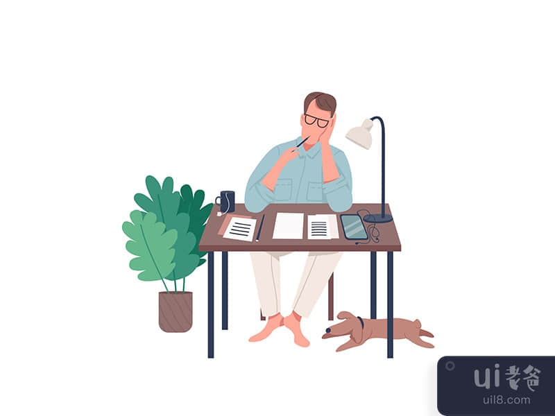 Freelance journalist flat color vector faceless character