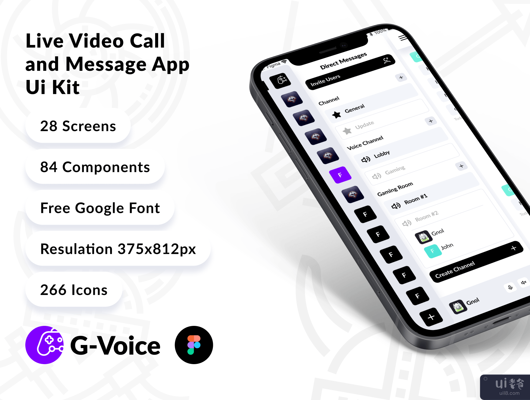 DesignUI G-Voice 移动应用 UI 套件(DesignUI G-Voice Mobile App UI Kit)插图