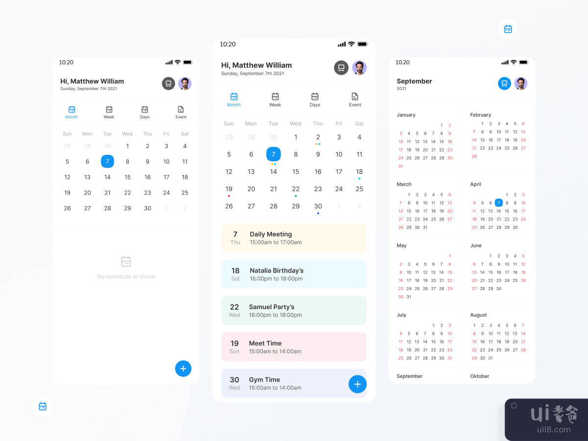 日历应用程序概念(Calendar App Concept)插图