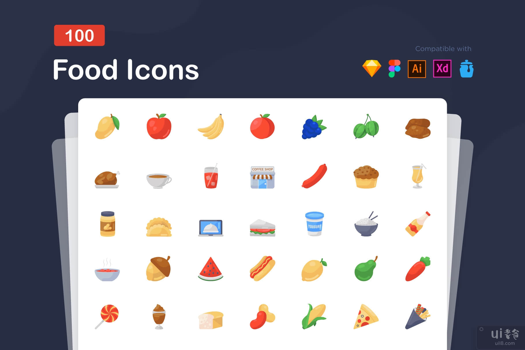 食物平面图标包(Pack of Food Flat Icons)插图7
