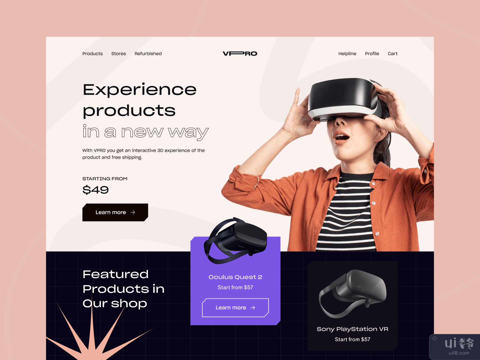VR Product header design concept