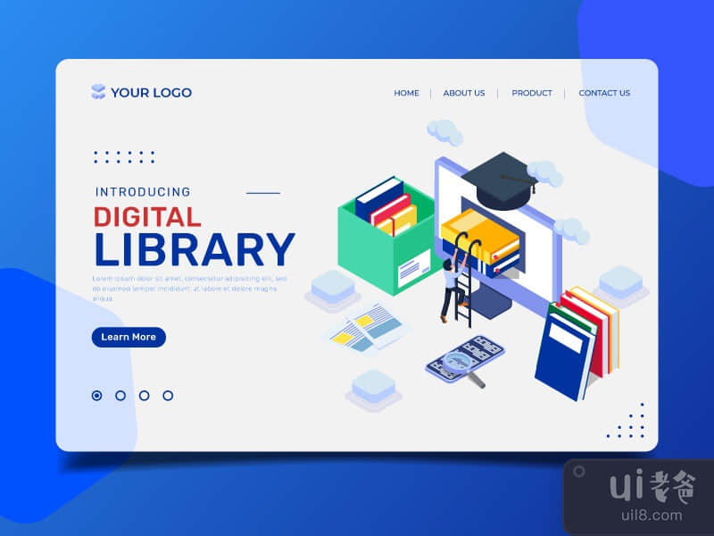 Digital Library - Landing Page Illustration Template