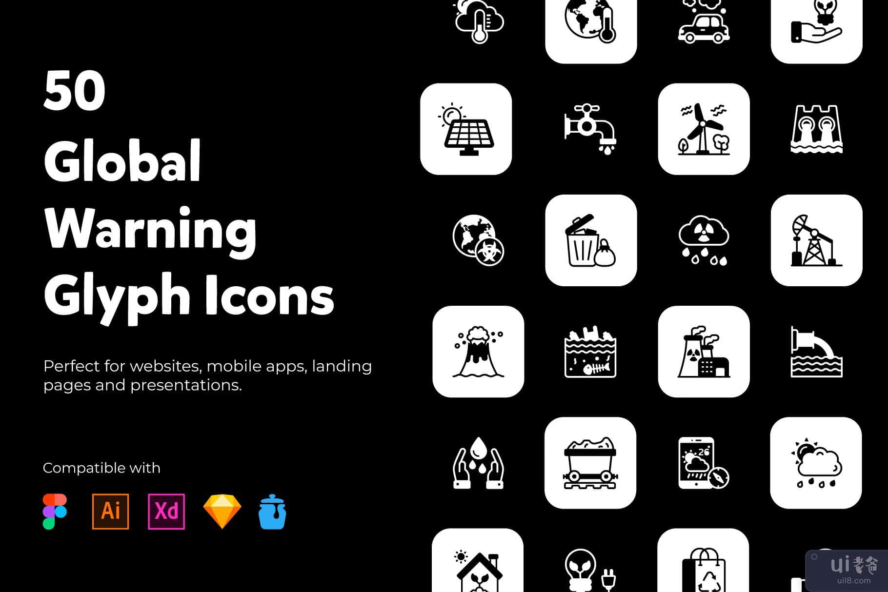 全球变暖字形图标(Global Warming Glyph Icons)插图6