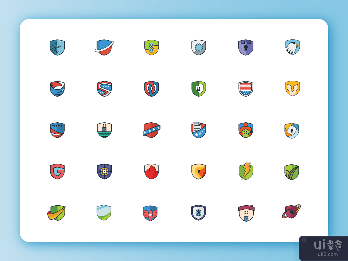 Security shields logo_icons set