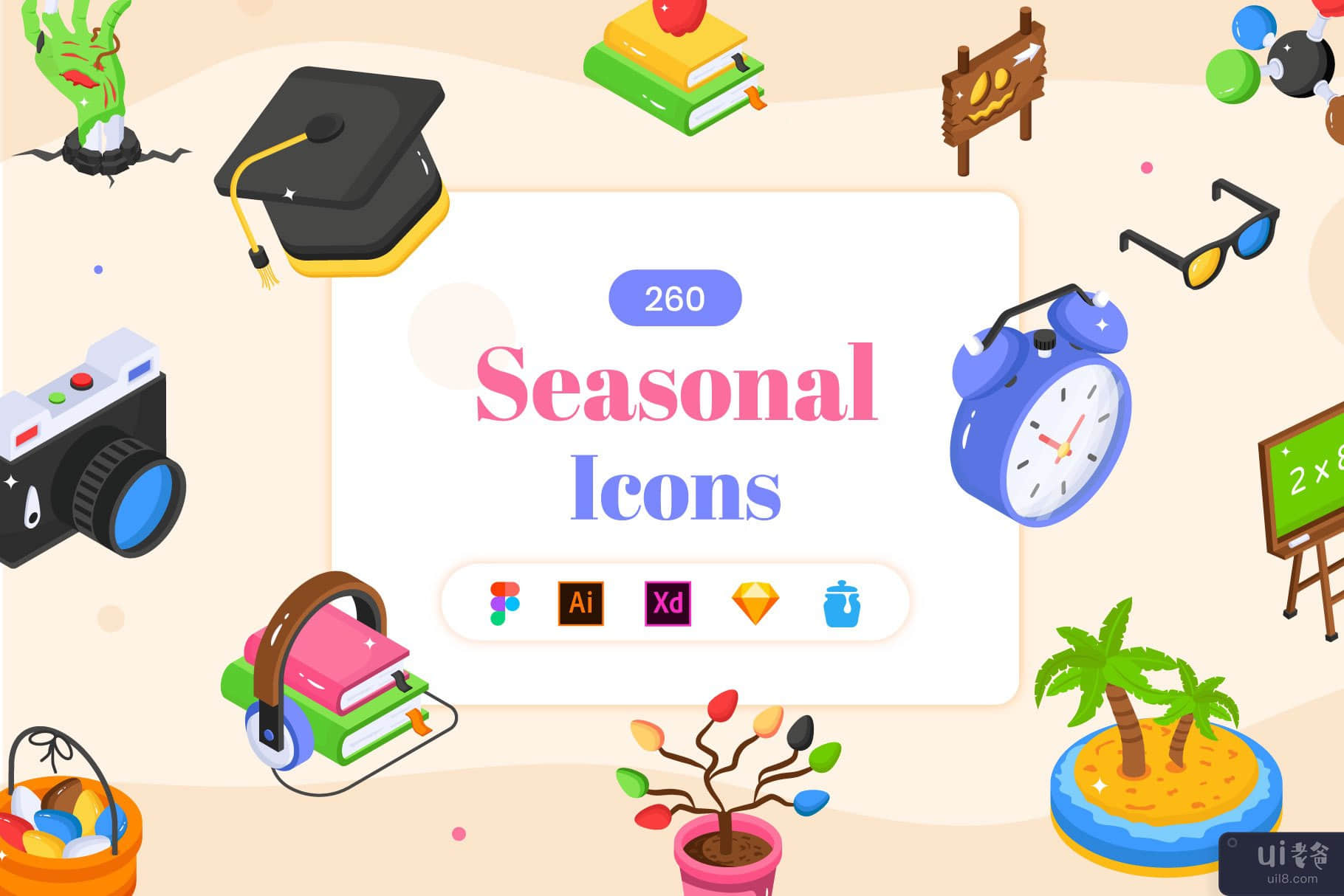 260 季节性图标集合(260 Collection Of Seasonal Icons)插图7