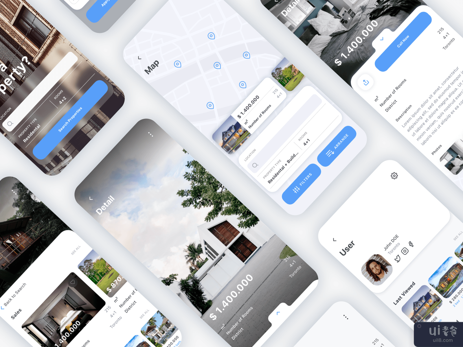 Nors 房地产应用程序 UI 套件(Nors Real Estate App UI Kit)插图1