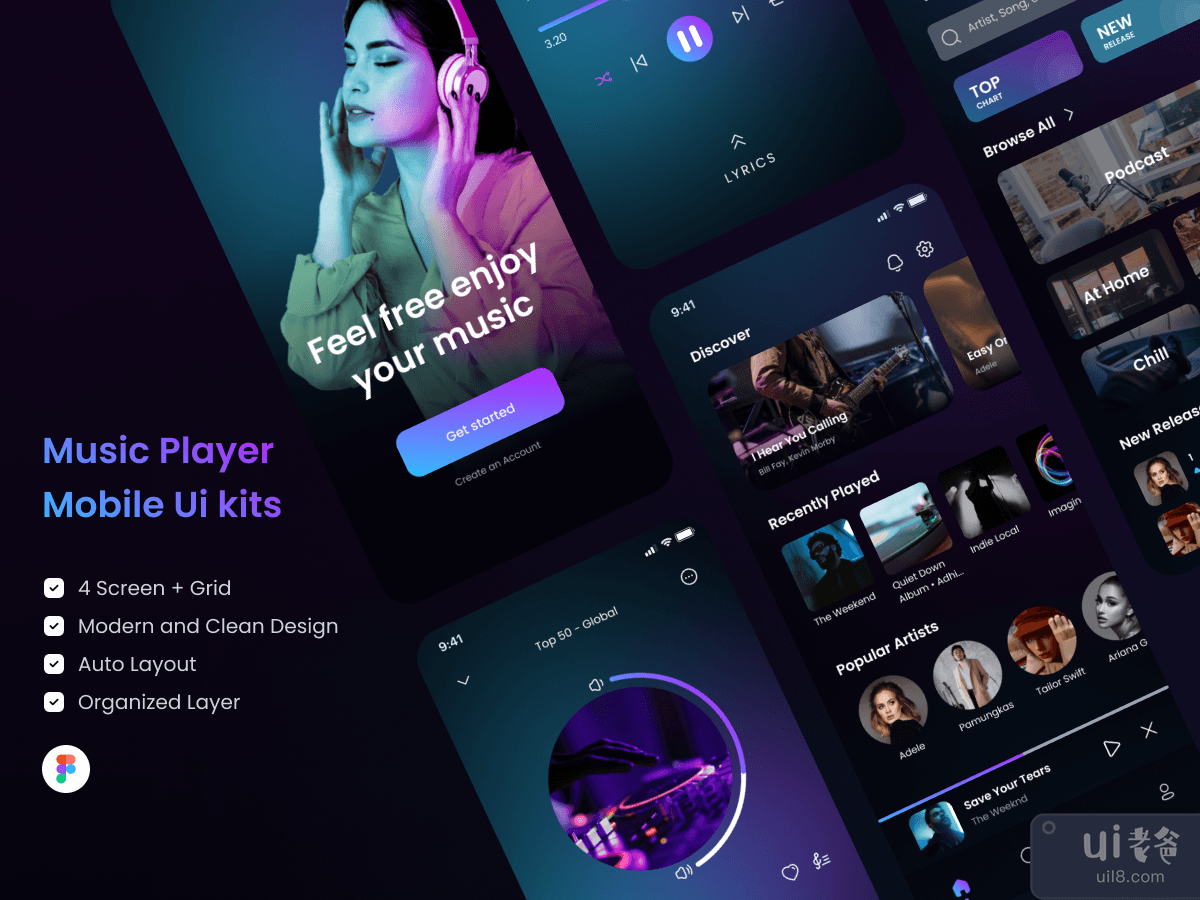 Music Streaming Player Mobile Ui kits