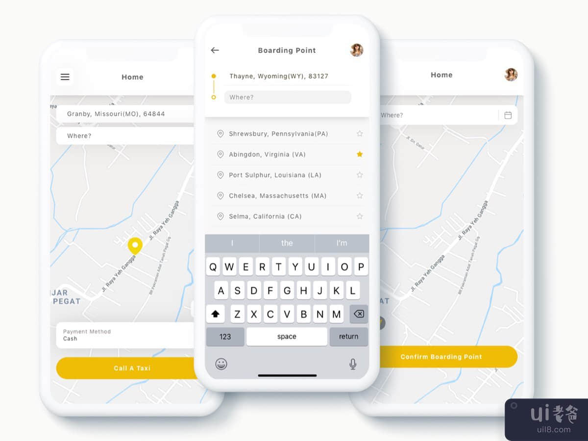 Yunu - 出租车应用程序 UI 套件(Yunu - Taxi App UI Kit)插图1