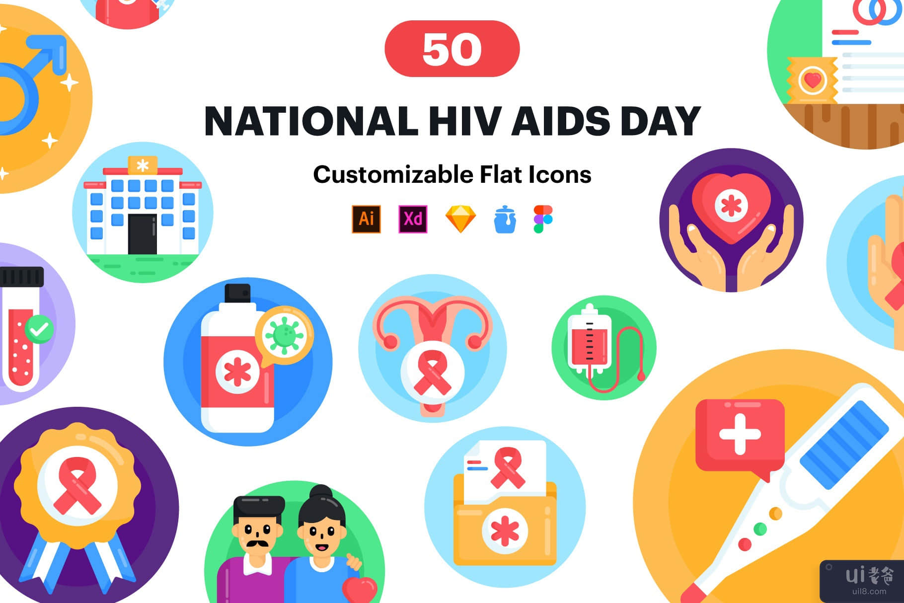 全国艾滋病毒/艾滋病宣传日图标(National HIV/AIDS Awareness Day Icons)插图6